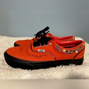 Vans Pearly Punk Era Platforms Embroidered Orange Suede Size 8.5 Men/ 10 Women
